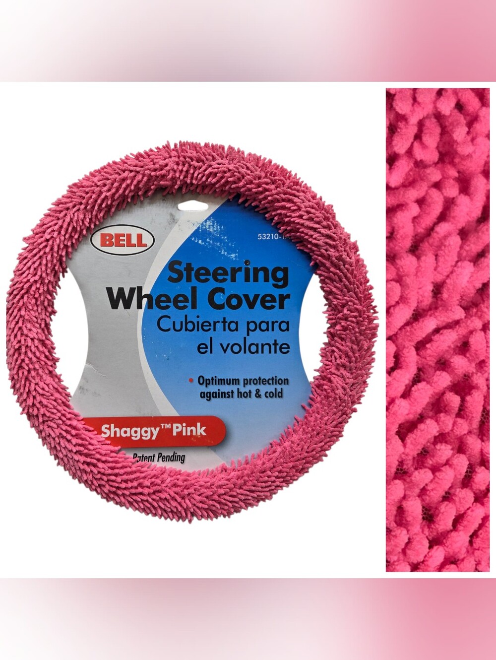 BELL Microfiber Chenile Noodle Shaggy Steering Wheel Cover Barbie Pink NEW